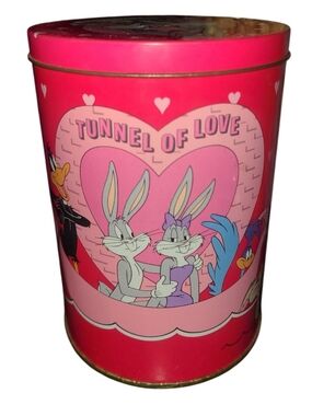 Tunnel of Love Looney Tunes Metal Tin - Pink & Red
